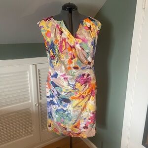 Adrianna Papell Colorful Floral Midi Dress